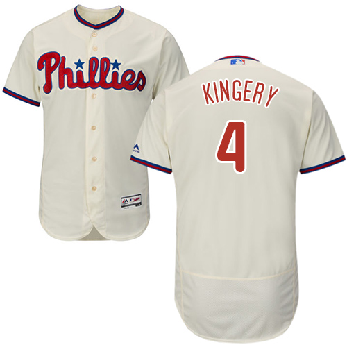 Phillies #4 Scott Kingery Cream Flexbase Authentic Collection Stitched MLB Jersey